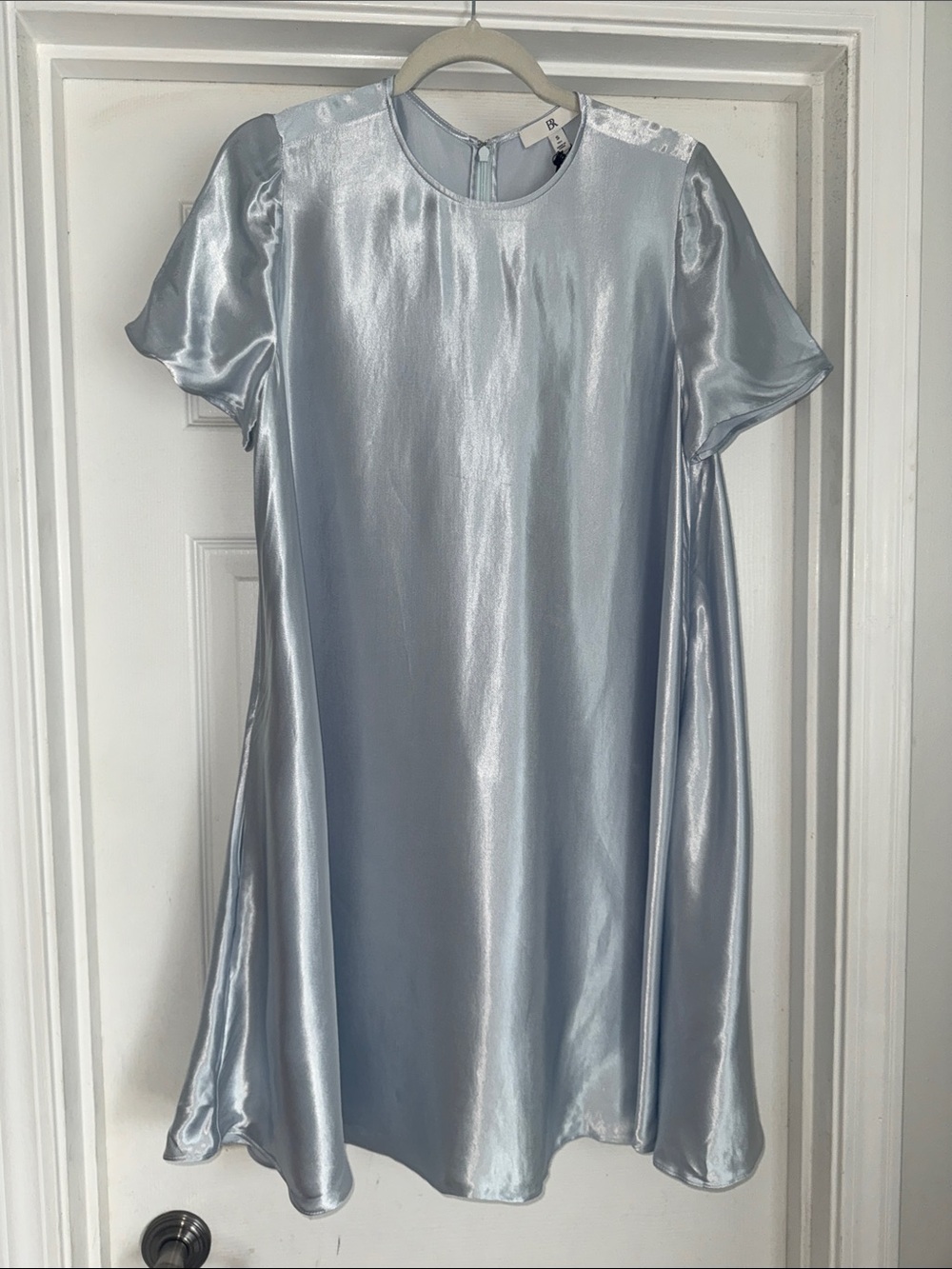 Banana Republic Shiny Light Blue A-Line Women’s Dress, Small Tall